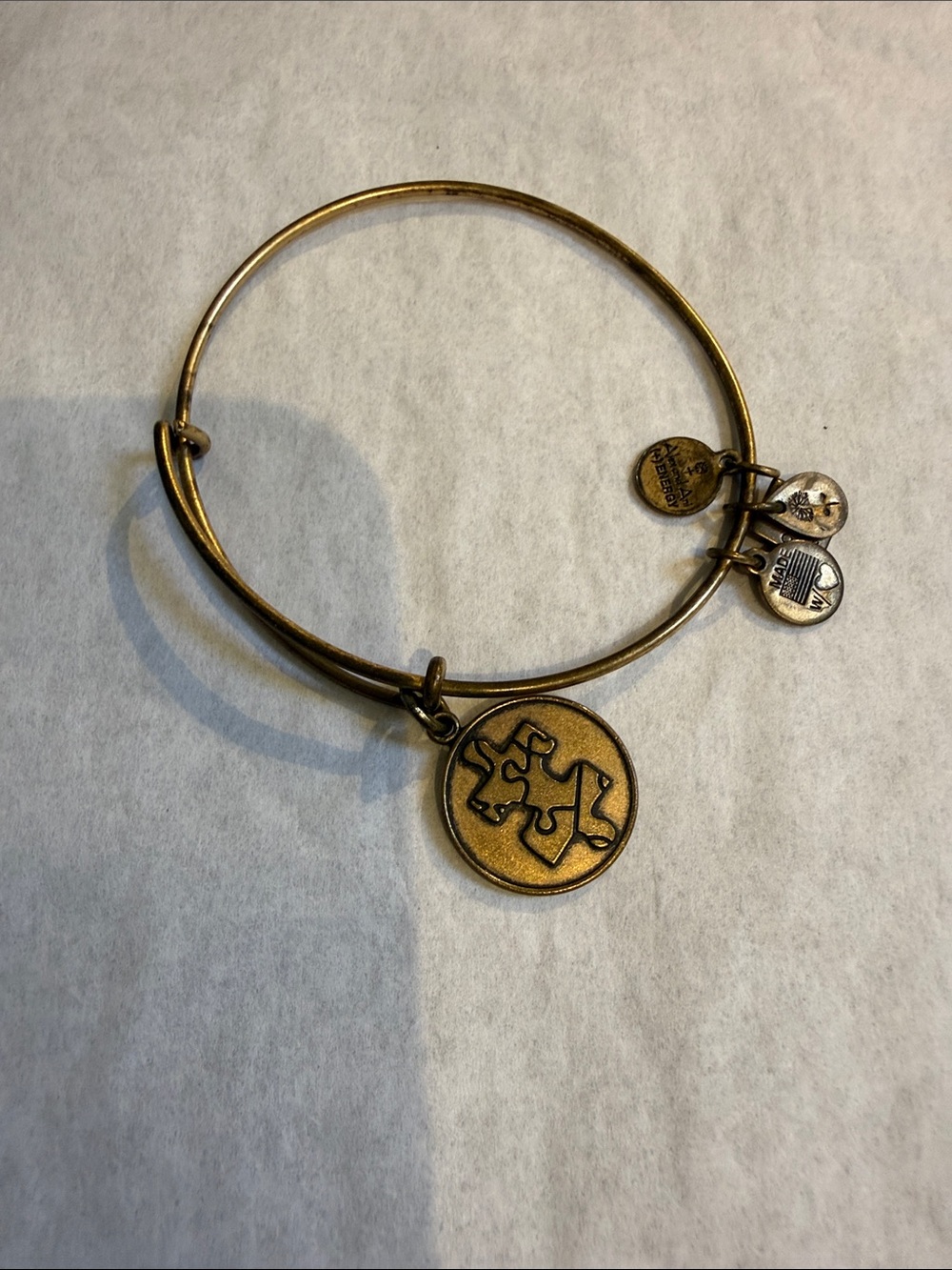 ** 2/$15 Alex and Ani gold-Tone Autism Charm Bangle Bracelet